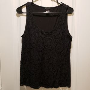 BUY 2 GET 1 FREE Ann Taylor Factory Black Lace Front Sleeveless Blouse